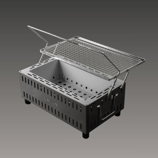 Green Life - Tabletop BBQ Grill Double Walled Liftable Grill - Grey